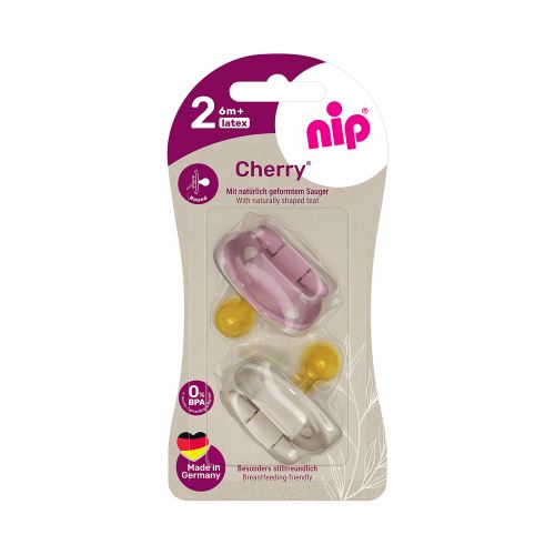 NIP CHERRY cumlík kaučuk, veľkosť 2 (6m+),2ks,red/brown
