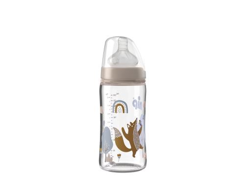 NIP Láhev kojenecká sklo,široká,silkon-S,240ml,0m+,uni (1)