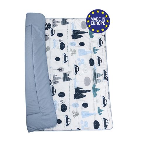Bomimi HRACÍ deka 120x120, bavlna, oboustranná autíčka, modrá (2)