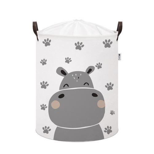 Sipo Kôš na hračky so šnúrkou, skladací bavlnený / 43 l, Hippo