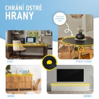 Sipo Ochranná páska pěnová pro ochranu hran a rohů nábytku, 2m, ČERNÁ (10)