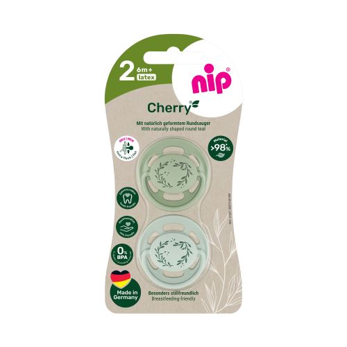 NIP CHERRY NATURE line cumlík kaučuk, veľkosť 2 (6m+), 2ks, green/green (5)