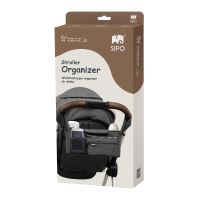 Sipo Organizér na kočárek multifunkční s přihrádkami a držáky na nápoje, černý (6)