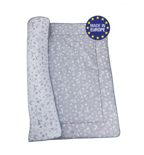 Bomimi HRACÍ deka 120x120, bavlna, oboustranná lesní zvířátka, šedá (2)