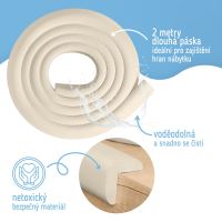 Sipo Ochranná páska pěnová pro ochranu hran a rohů nábytku, 2m, ECRU (3)