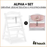 Hauck Alpha+ set 2v1 dřevěná židle, white + polstrování Sweety