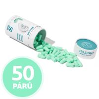 Haspro Universal špunty do uší, pěnové, 50 párů / 100ks, mint (7)