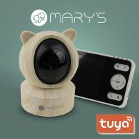 Mary's Dětská chůvička 2v1 s kamerou a LCD dispejem, s WiFi/TUYA - medvídek, dekor dřevo (8)