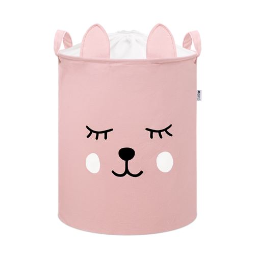 Sipo Kôš na hračky so šnúrkou, skladací bavlnený / 43 l, Teddy Bear Pink