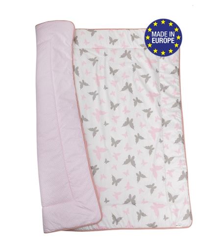 Bomimi HRACÍ deka 120x120, bavlna, oboustranná motýlci, růžová (2)