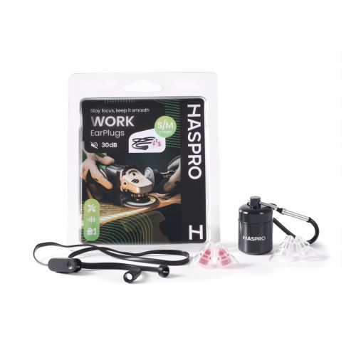 Haspro Work Universal ušné zátky so šnúrkou (S/M), SNR: 30 dB, prepravné puzdro