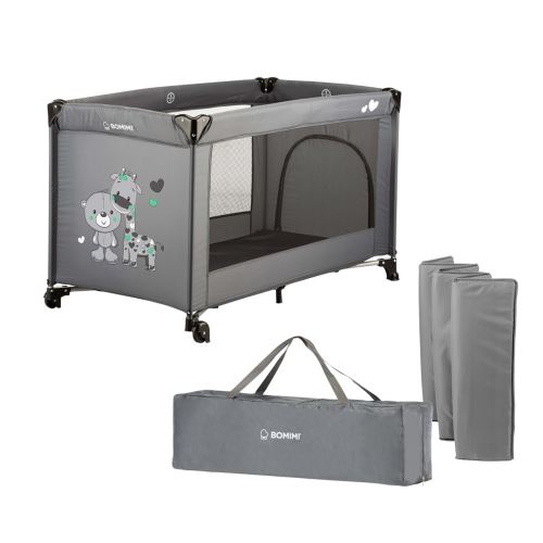 Bomimi MONDO cestovná postieľka giraffe&bear, anthracite (4)