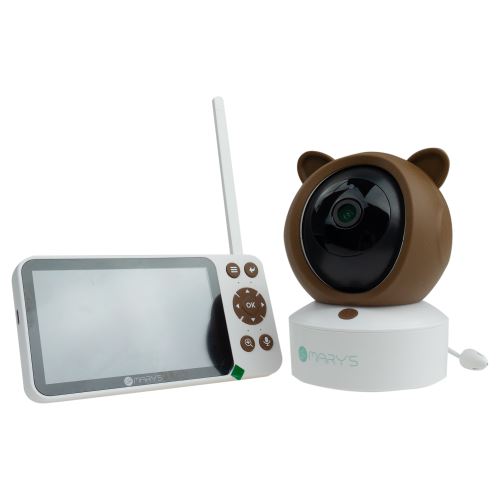 Mary's Dětská chůvička 2v1 s kamerou a LCD displejem, s WiFi / TUYA - medvídek, hnědá