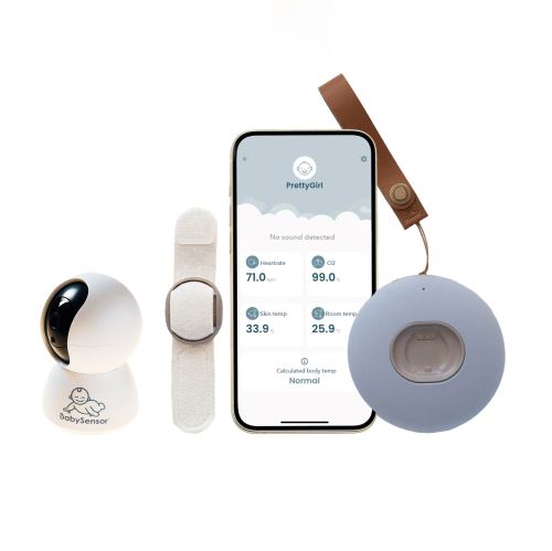 BabySensor Relax Chytrý senzor pre deti 0-5 rokov SET s HD kamerou, pásik na ruku/nohu