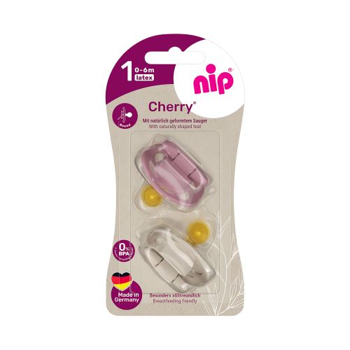 NIP CHERRY cumlík kaučuk, veľkosť1 (0-6m),2ks,red/brown